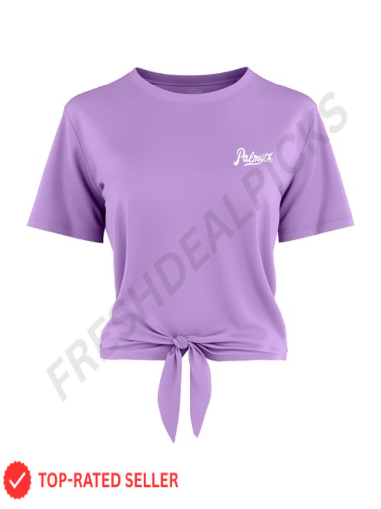 Upf 50+ Tie Front Sun Shirt Crewneck Cropped Top Fishing Rash Guard